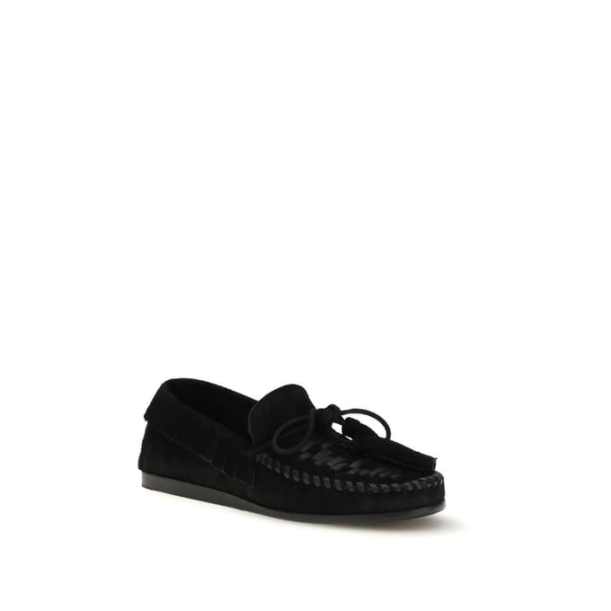 Isabel Marant Zwarte Kalfsleren Bos Taurus Instaploafers