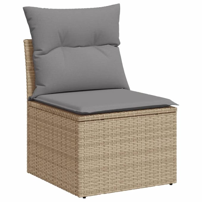 vidaXL - 10-delige - Loungeset - met - kussens - poly - rattan - gemengd - beige