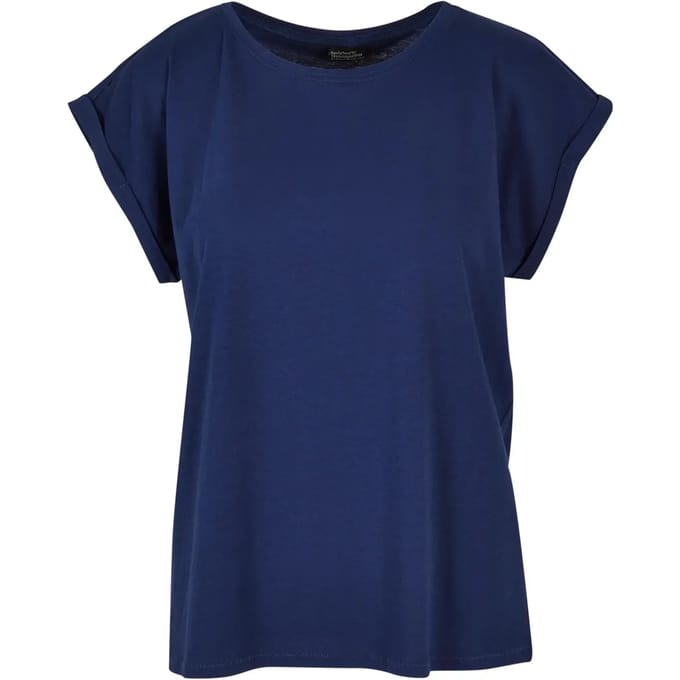Build Your Brand - Extended Shoulder Dames T-shirt - Light Navy maat S