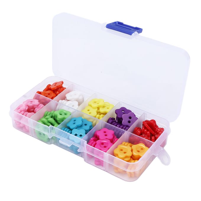 200 stuks Naaiknopen 14mm DIY Handgemaakt Bloemvormig Kledingaccessoires met Opbergdoos