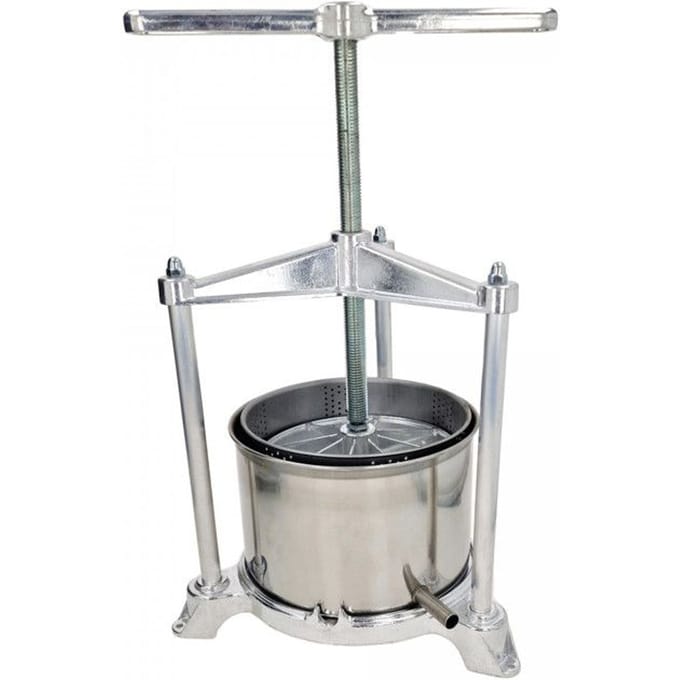 Fruitpers, Druivenpers, Appelpers, Wijnpers - Maxi, met roestvrijstalen dubbele mand, 5L