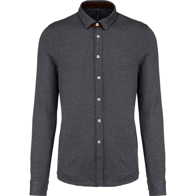 Kariban Jacquard overhemd lange mouwen K507 - Jacquard Dark Grey - M