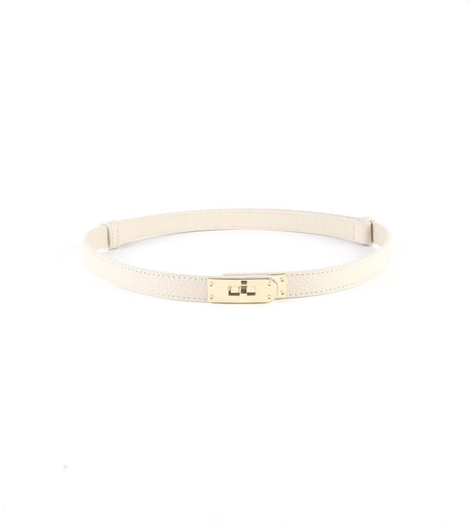 Giuliano Lederen riem - Made in Italy - 105 CM - Beige