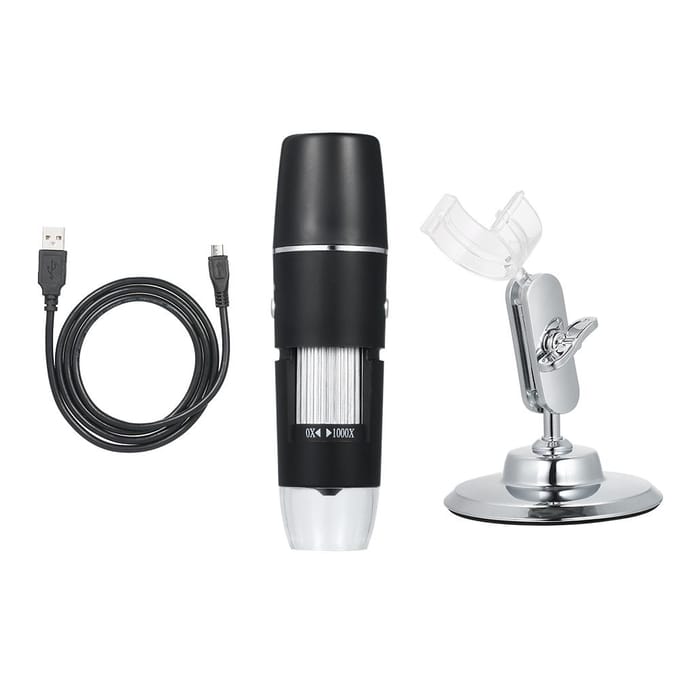 1000X vergroting USB digitale microscoop met standaard vergrootglas met 8-LED licht vergrootglas voor zwart/zilver