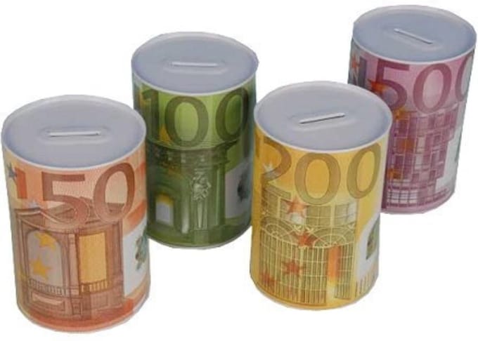Spaarpot - Euro - 8 x 13 cm - Assorti - 1 stuks