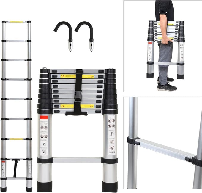 Telescoopladder Aluminium - Vouwladder - 2.6M