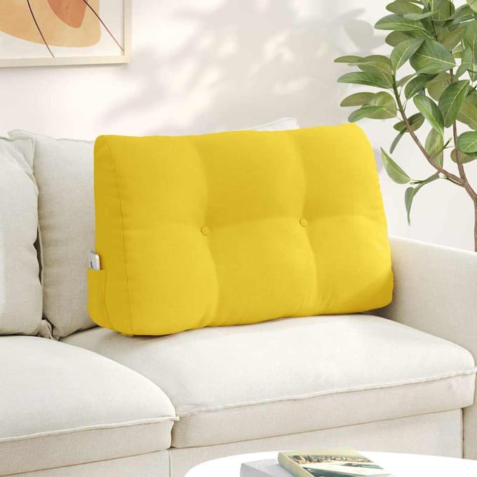 vidaXL - Rugkussen - Licht - Geel - 80 - x - 50 - x - 24 - cm - Stof
