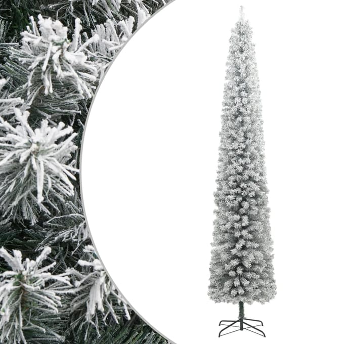 vidaXL - Kunstkerstboom - smal - met - standaard - en - sneeuw - 270 - PVC