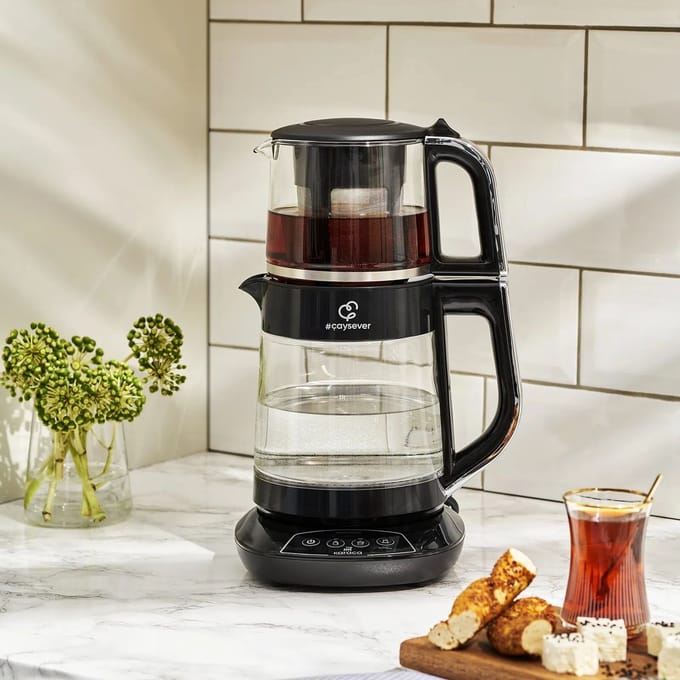 Karaca Caysever - Theepot Elektrisch -Theepot met spraak functie-Chrome - 1700 w