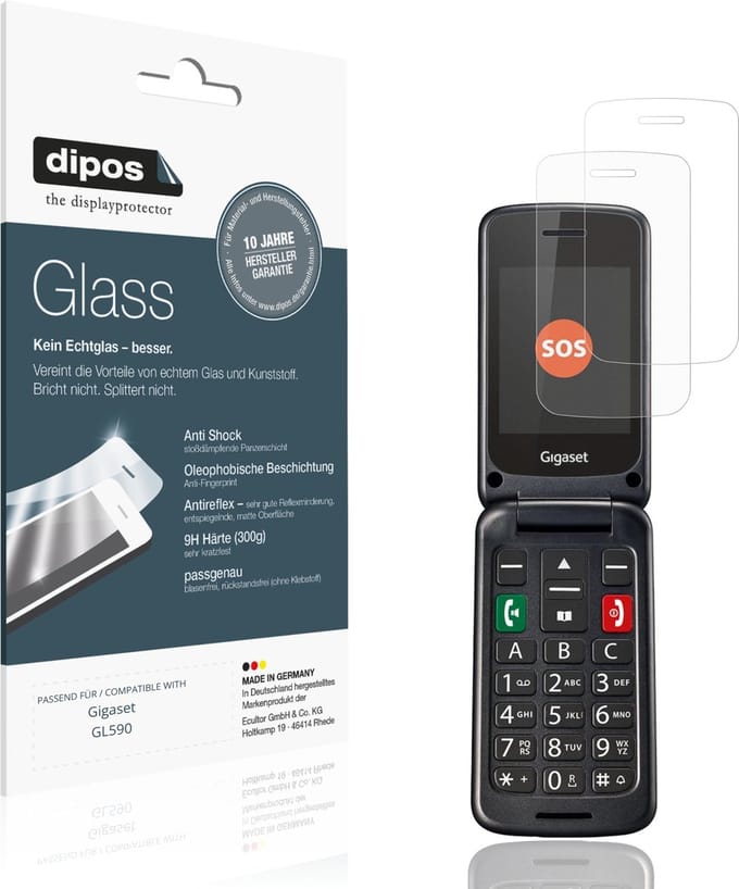 dipos – 2x Matte Pantserfolie geschikt voor Gigaset GL590 | 9H Screenprotector