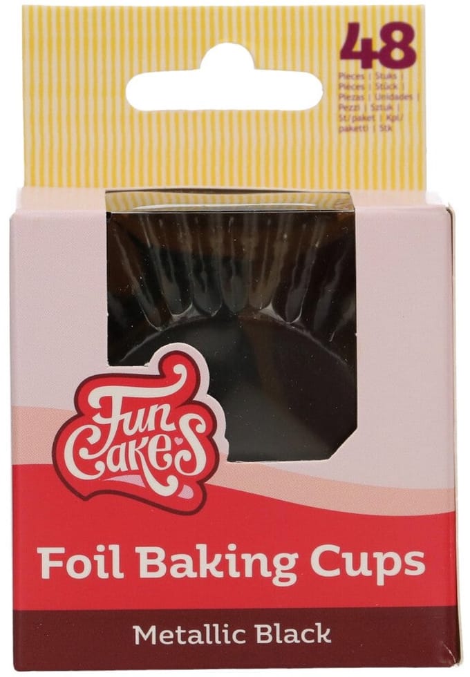 FunCakes Folie Baking Cups - Metallic Zwart - pk/48 - Cupcake Vormpjes Papier