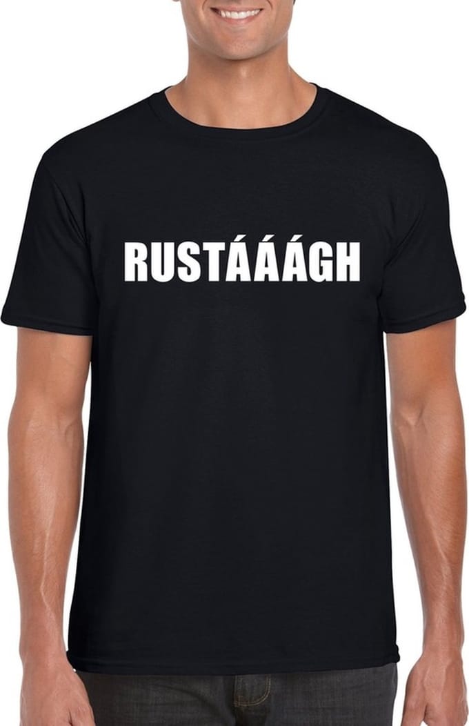 Rustaaagh tekst t-shirt zwart heren M