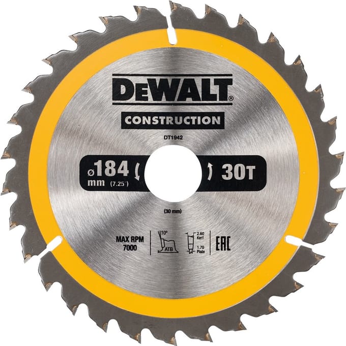 DeWalt DT1942-QZ - Cirkelzaagblad - 184mm - 30T - Voor Hout