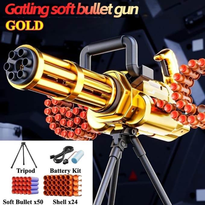 Hand en Lichaam Geïntegreerd Zachte Kogelketting Roterende Gatling Schelp Werpende Speelgoedpistool Schietspel Pistool Model voor Kindercadeau
