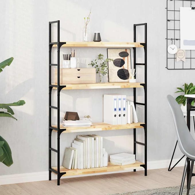 vidaXL - Wandschappen - 4 - st - zwevend - 100x20x4 - cm - onbehandeld - acaciahout