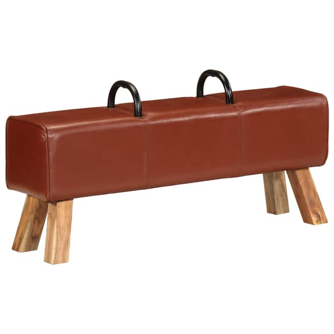 vidaXL - Gymbok - 110 - cm - echt - leer - bruin