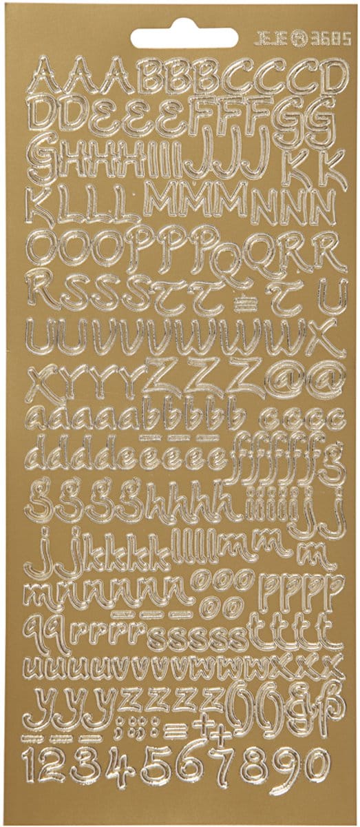 Stickers, alfabet, vel 10x23 cm, goud, 1 vel