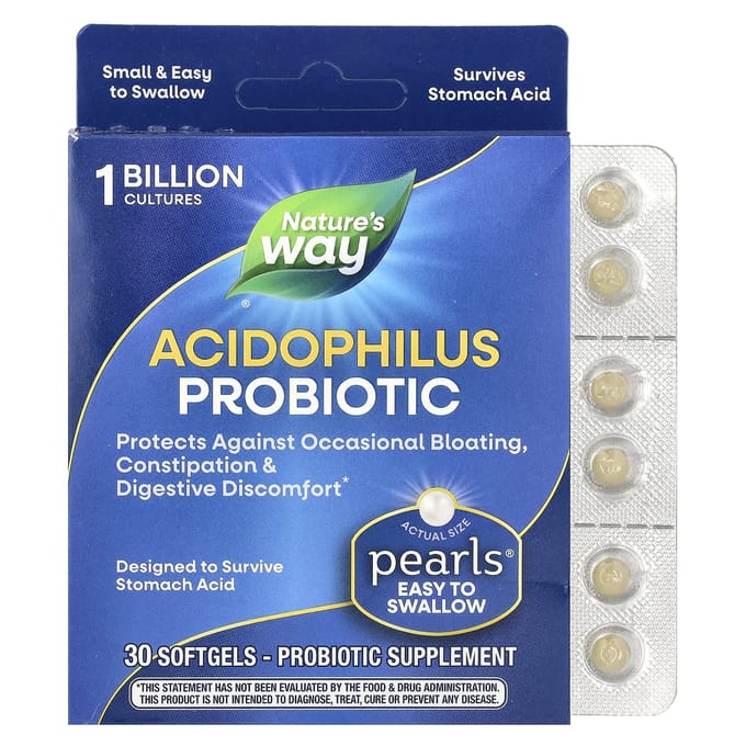 Nature's Way, Acidophilus Probiotic Pearl, 1 milliard d'UFC, 30 gélules