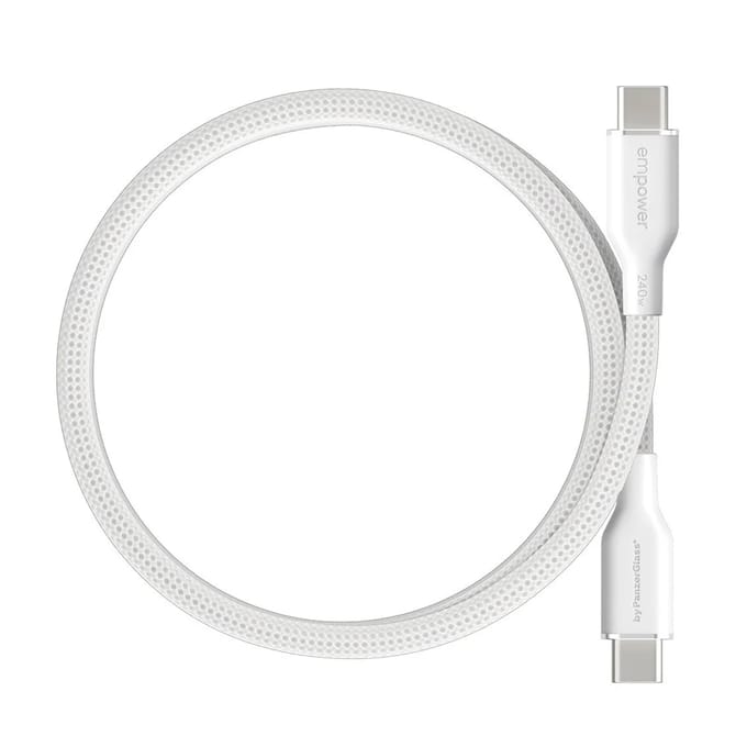 PanzerGlass empower™ by ® Magnetic 240W USB-C to USB-C Cable | USB 2.0 | 1.5M | Silver White USB-kabel Wit