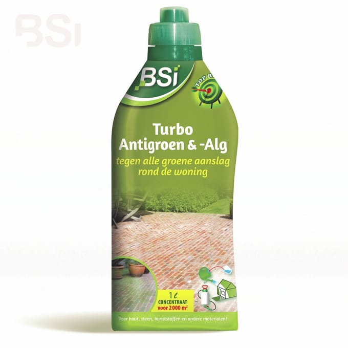BSI - Turbo Antigroen & -Alg - Concentraat - Tegen alle groene aanslag rond de woning - 1 L voor 2000 m²