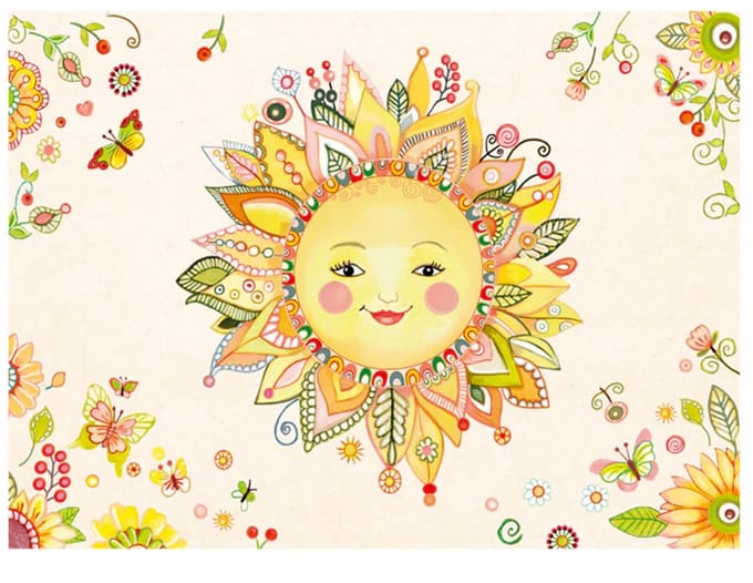 Dubbele kaarten Zomerzon - 5 stuks -17 cm x 12.5 cm