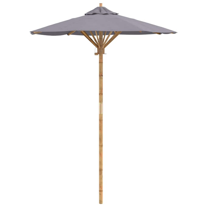 vidaXL - Tuinparasol - Rond - Ø - 150 - x - 210 - cm - Bamboe - Donkergrijs