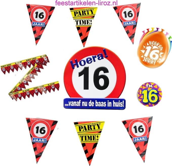 16 jaar Feest Pakket M  PPD Versiering