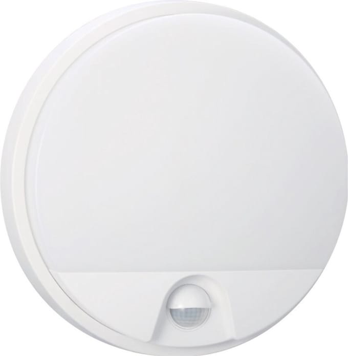 LED Tuinverlichting met Bewegingssensor - Hoktan - Wandlamp Buiten - 15W - Natuurlijk Wit 4200K - Mat Wit - Rond