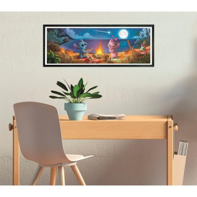 Puzzel 1000 stukjes Stitch, Panorama Compact, CLEMENTONI, Afmetingen van de puzzel 98 x 33 cm