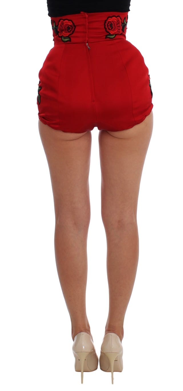Dolce Gabbana Bloemen Geborduurde Hoge Taille Shorts