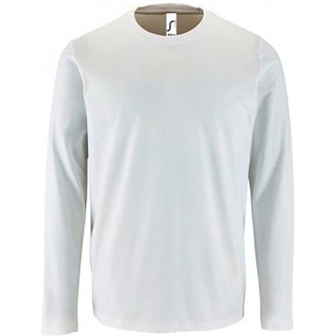 SOLS Heren Keizerlijk T-Shirt met lange mouwen (Wit)