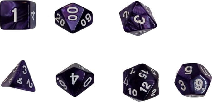 Go Go Gadget - Polydice set - Role Playing Games - Dobbelstenen - Set van 7 stuks - Paars