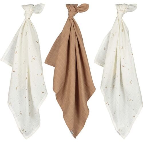 Prénatal hydrofiele luiers star moon 3 stuks Beigebrown unisex