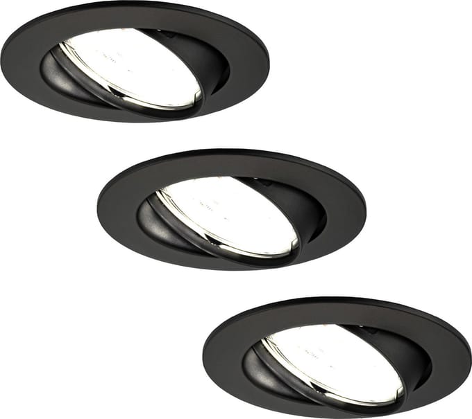 Ledvion - 3X LED Inbouwspot Amsterdam - Zwart - Dimbaar - 3W - 4000K - Ø82 mm