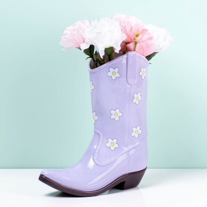 DOIY - Vaas Rodeo Cowboy Boot - lila - keramiek