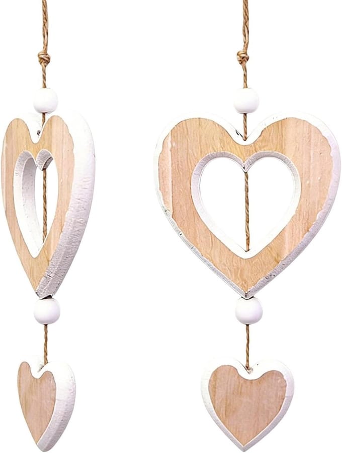 2 stuks houten hartjes hangend hart raamdecoratie bruiloft woonkamer decoratie