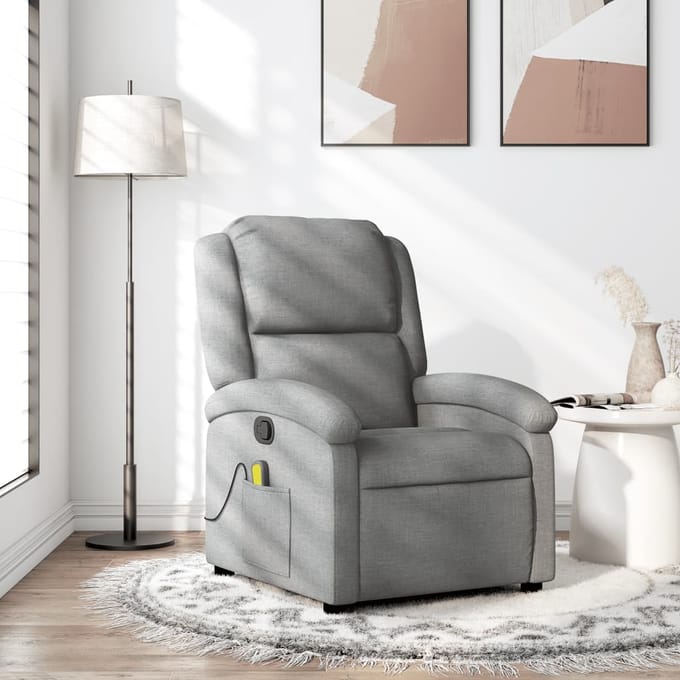 Vidaxl Klapbare Massagestoel, Lichtgrijs, Bekleed met Stof