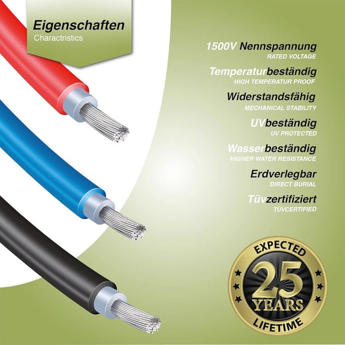 Verlengkabel Zonnestekker 4mm² - 2x15m Zonne-energie Kabelaansluitingen
