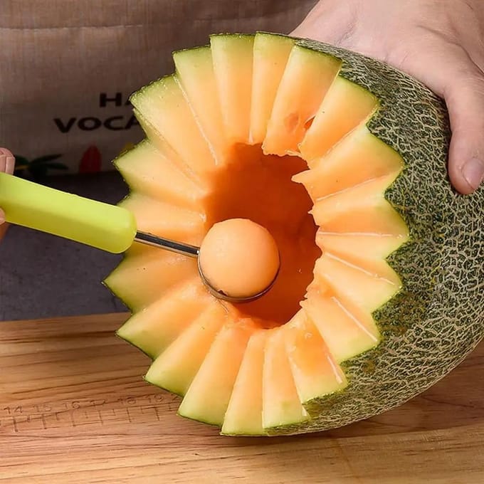 Trancheuse à pastèque, cuillère à découper les fruits, couteau à découper, plateau à fruits, séparateur de pulpe, Gadgets de cuisine pour la maison, outils vert