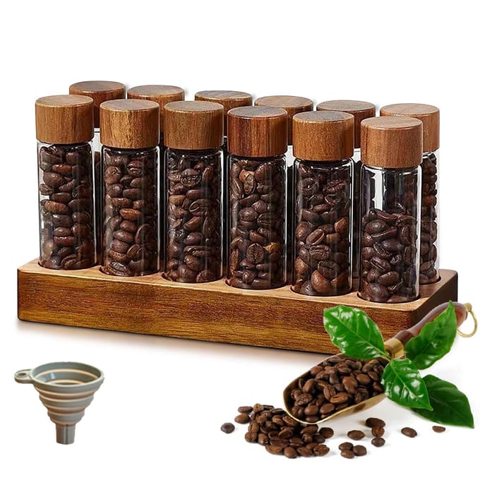 Opslag Koffiebonen Enkele Dosis 12 Buizen Multifunctioneel Draagbaar Koffiebonen Container Kelder met bruin