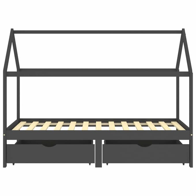 vidaXL - Kinderbedframe - met - lades - grenenhout - donkergrijs - 90x200 - cm