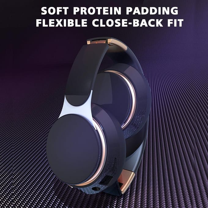 Écouteurs Bluetooth sans fil pliables, casque d'écoute stéréo 3D, réduction du bruit, écouteurs de jeu avec micro bleu