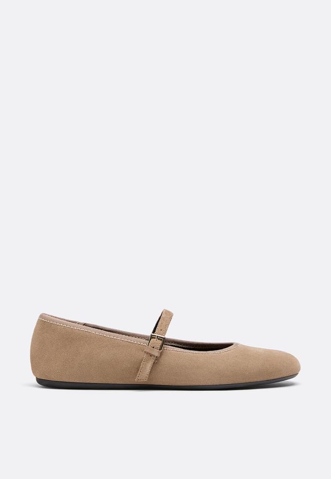 Stradivarius Mary Jane-ballerina's van leer  BEIGE 35