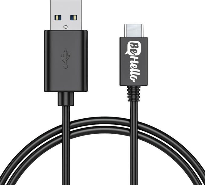 BeHello Oplader met USB-C oplaadkabel 2.1 Ampère Zwart