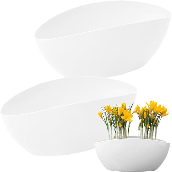 2x Ovale Bloempot / Planter Wit - Duurzaam Kunststof