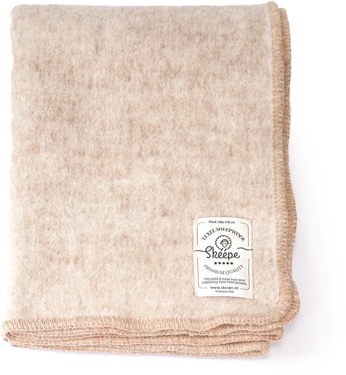 Beige wollen plaid 100x150 – Dekentje van Texelse wol - duurzaam, warm & zacht - Skéépe