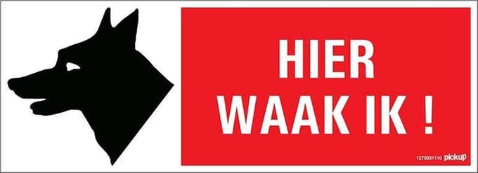 Pickup bord 33x12 cm - Hier waak ik