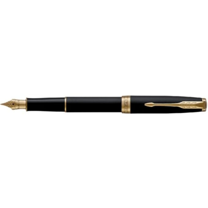 Parker Sonnet vulpen | Matzwarte lak met gouden details | Medium penpunt | Geschenkdoos
