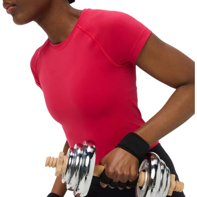 Sweaty Betty Athlete Crop Seamless Workout T-Shirt ROOD - Maat M