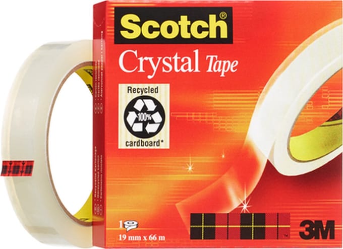 Plakband Scotch Crystal Transparant 19 mm x 66 m (12 Stuks)